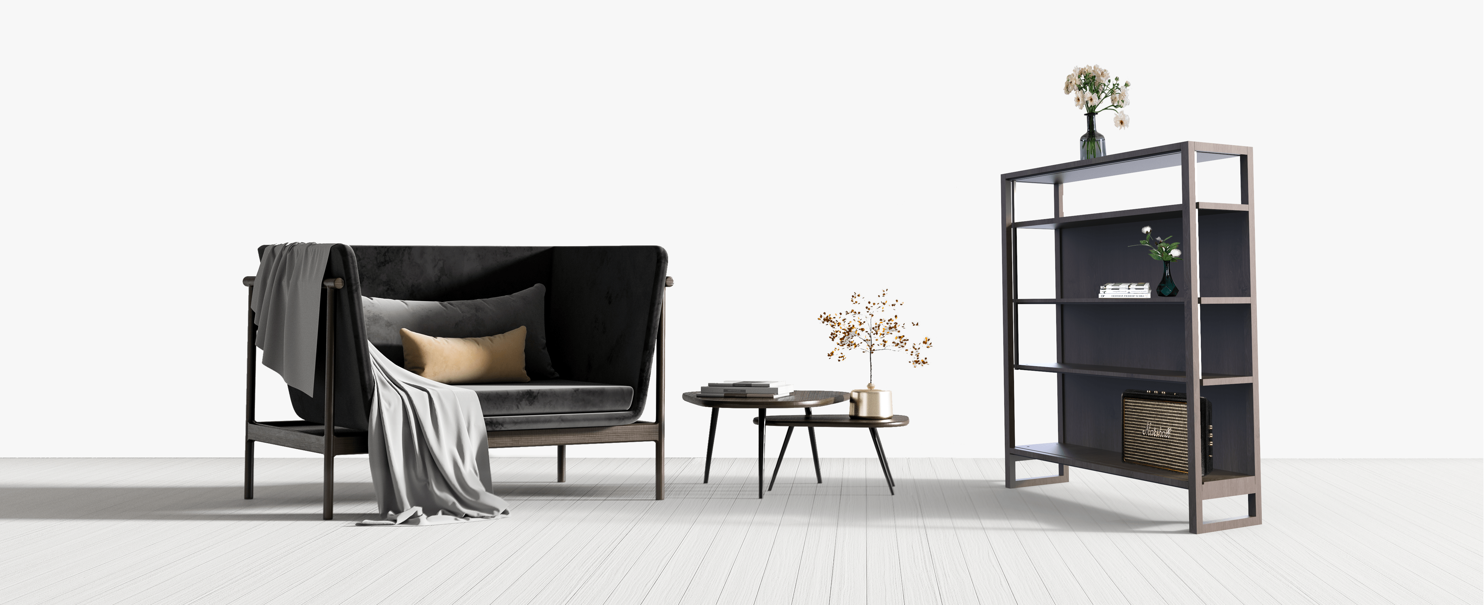 Rise(Shelf)XL with chair Charcoal-min